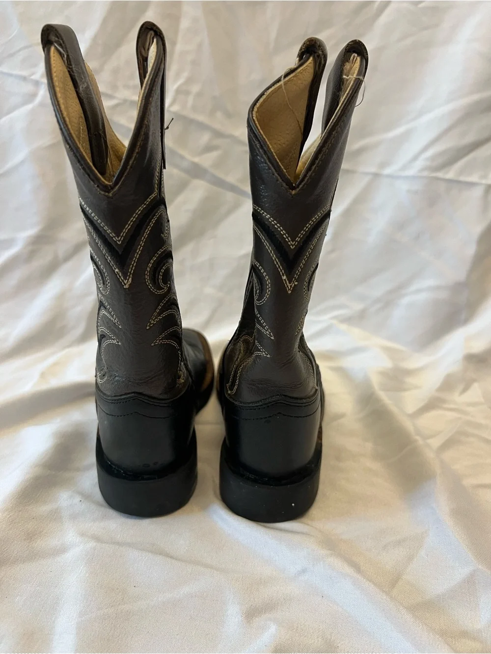 Old West Toddler Black Square Toe Cowboy Boots Size Boys 8.5